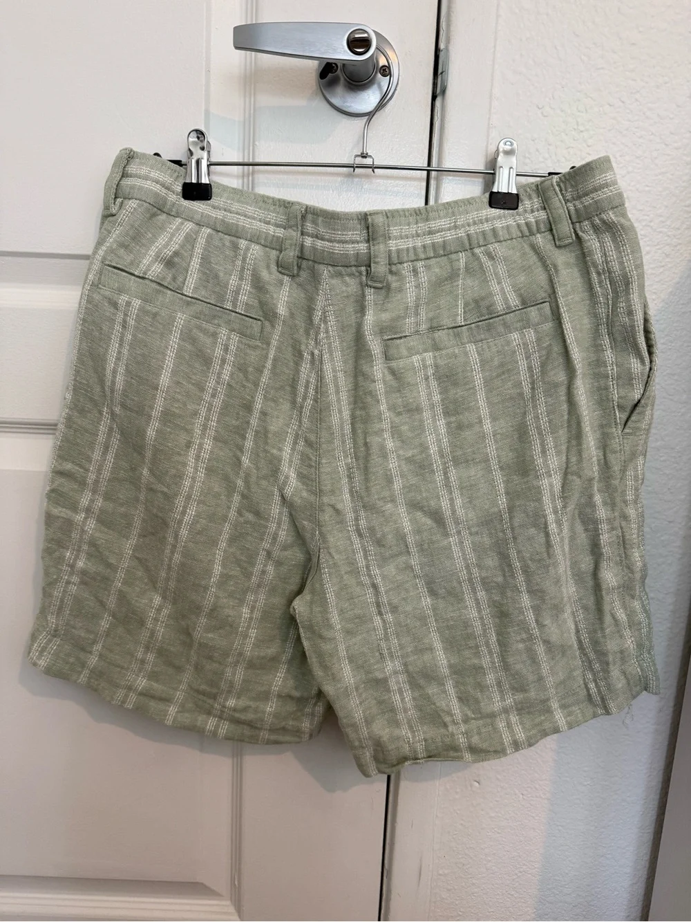 Banana Republic Light Sage Green Striped Flat-Front Shorts